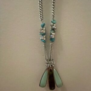 Silver and Turquoise Pendant Necklace